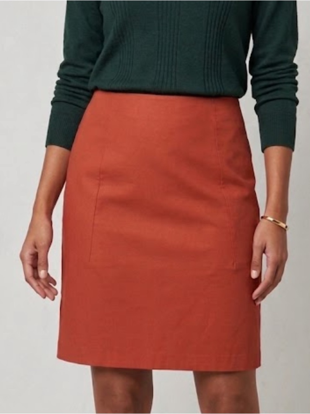 🥑Akris Terra Cotta Cotton Silk Pencil Skirt | Quiet Luxury Designer | Size 16